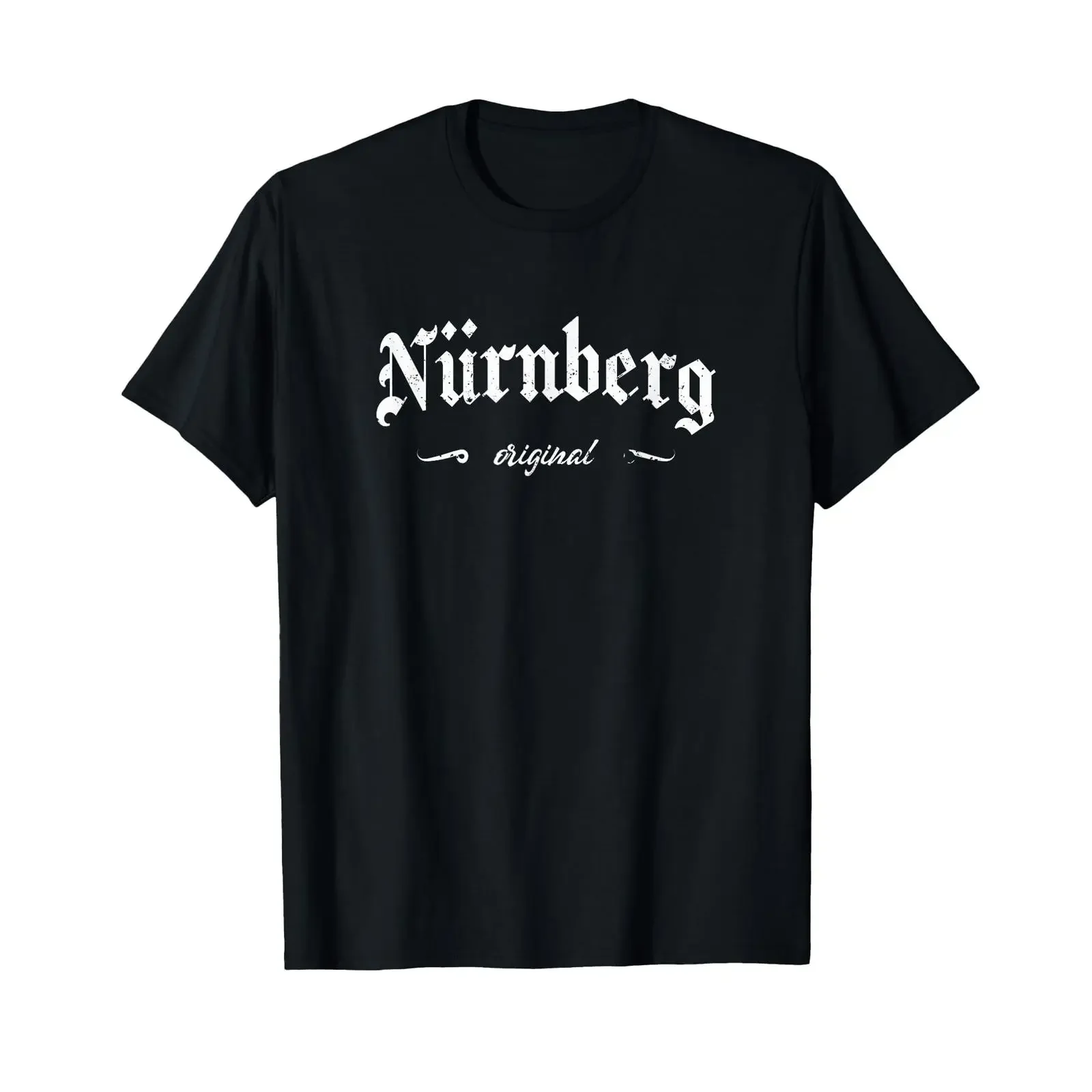 Nürnberg Gothic Design T-Shirt, schwarz, Vintage-Look, gewaschen, weich, bequem, dehnbar, Designerkleidung, lässig, vielseitig, leicht