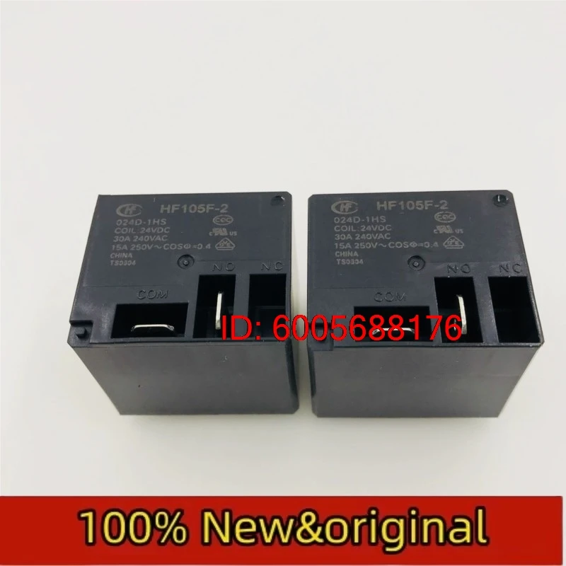10PCS HF105F JQX-105F-2-024D-1HS 24VDC normally open 4-pin 30A240VAC Hongfa relay Original & Brand New