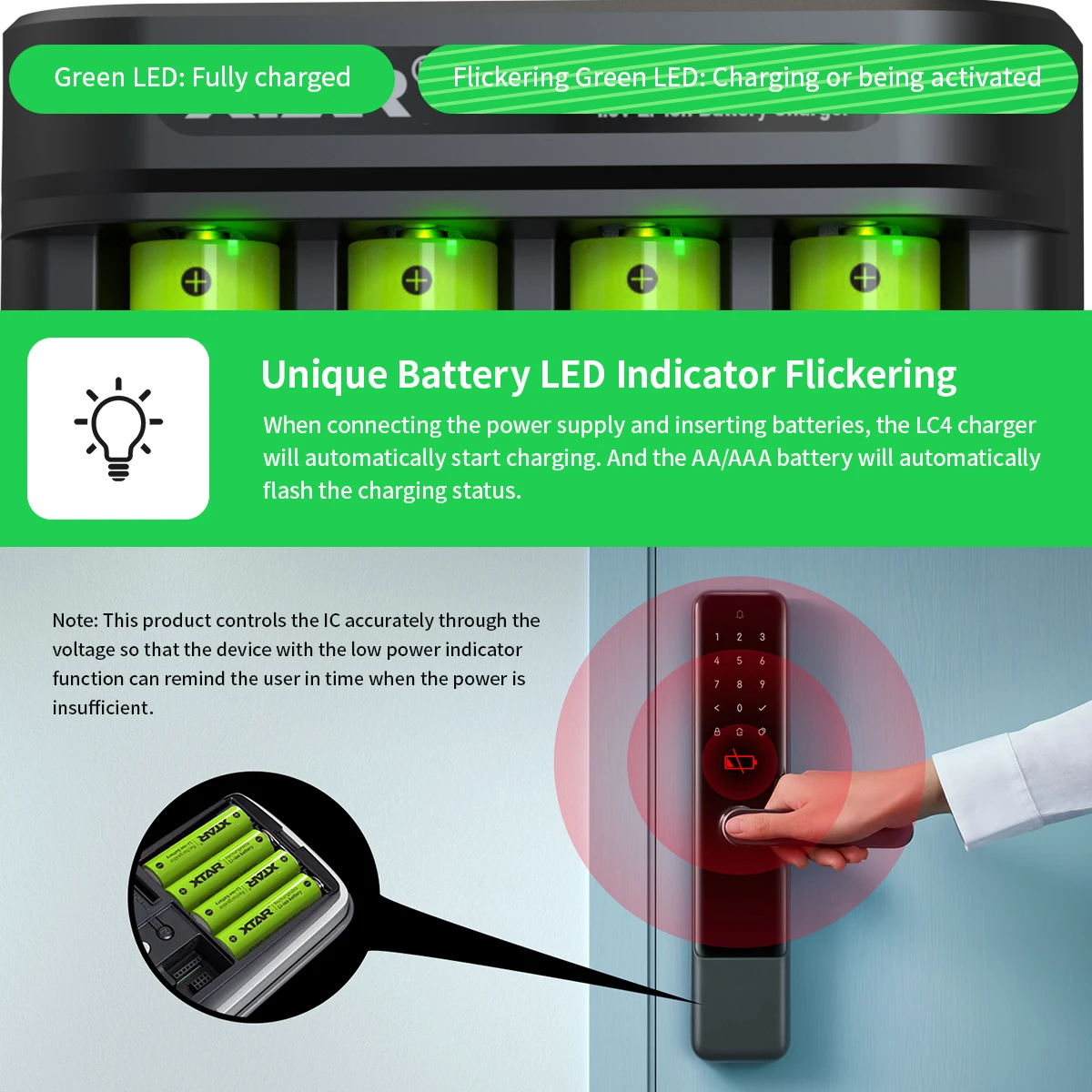 XTAR LC4 Charger Mix-charging AA&AAA Batteries USB-C Input With LED Indicator