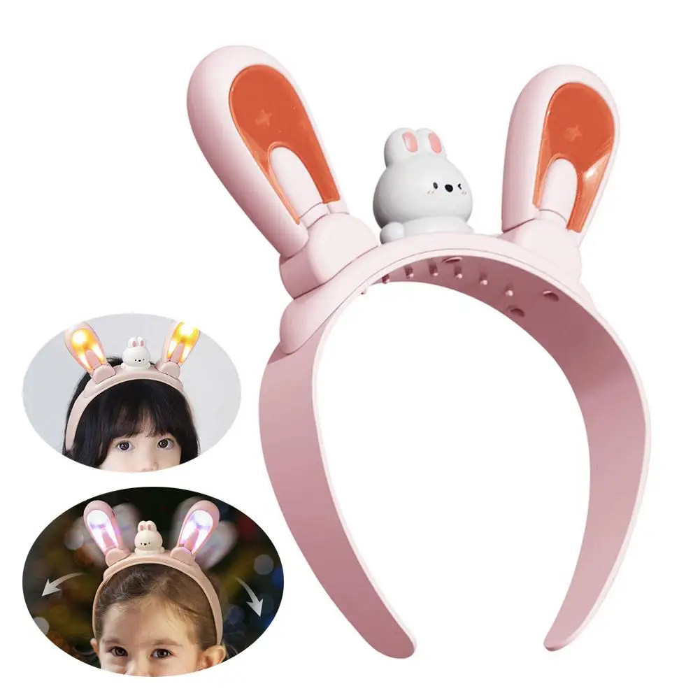 

Swinging Bunny Ears Headband Cute Light-up Headband Bunny Ears Headdress Color-changing Swinging Fun Rechargeable Ear Headb C8A0