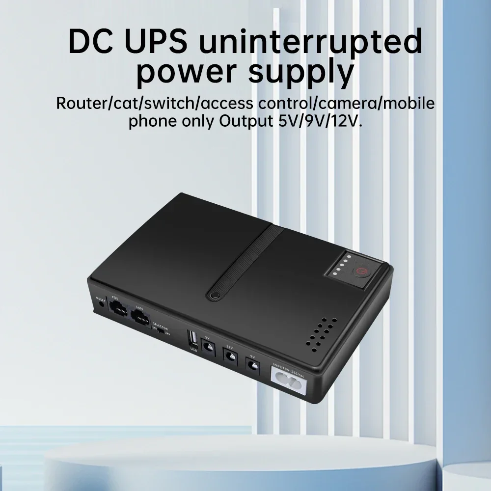 Portable DC UPS Battery Backup 5V 9V 12V 2A 15V 24V Output Uninterruptible Power Supply 85‑265V Backup Power Bank EU/US Plug