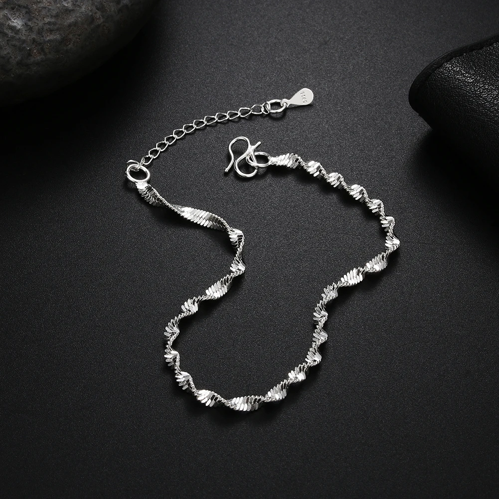 High quality charms 925 sterling Silver Twisted Chain Bracelet for Women Men Fashion Wedding party Fine Jewelry Christmas Gifts