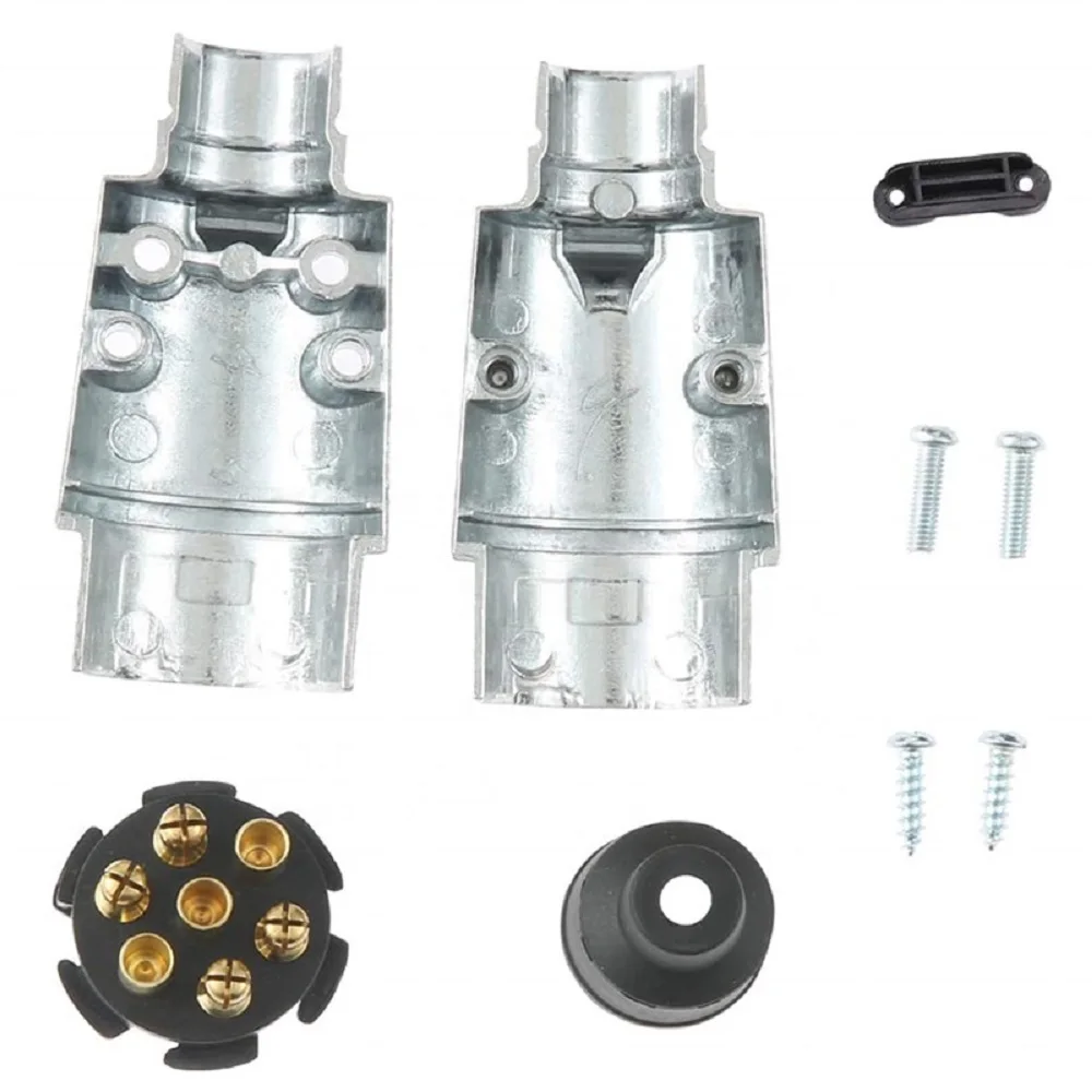 Conector de Reboque Automotivo M3004+TM3012 em Liga de Alumínio, Conjunto de Soquetes de 7 Pinos, Conector Elétrico de Tração para Reposição