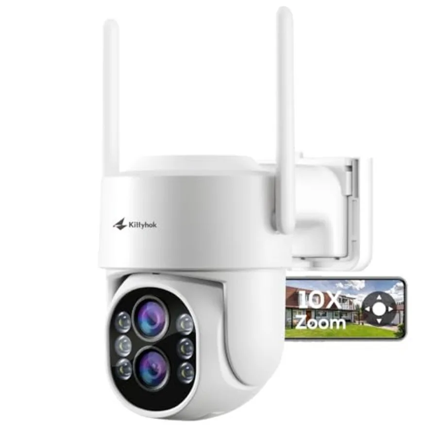 

Dual Lens PTZ Security Camera Wireless Outdoor 2K FHD Wireless Security Camera with 10X Hybrid Zoom 360 Viewing Auto Tracking S