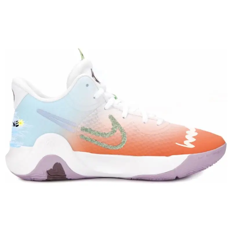 【Personalizar】Nike KD Trey 5 IX zapatos de baloncesto Vintage para hombre zapatillas bajas blancas/naranjas DJ6922-100