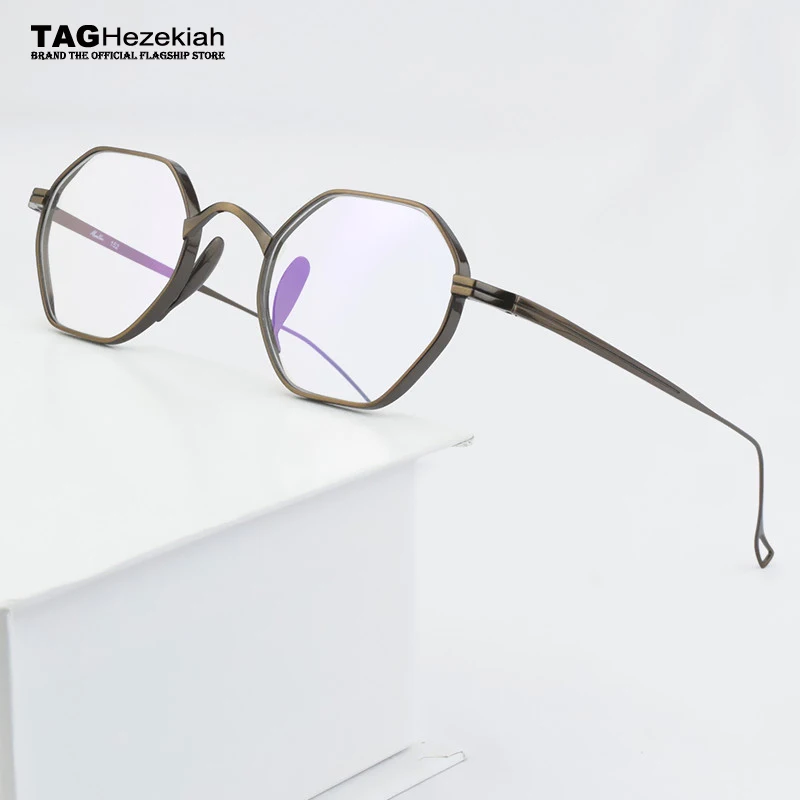 

2024 Luxury Brand Titanium Glasses Frame Men Hexagon Optical Myopia Prescription Eyeglasses Frame Women Ultralight Eyewear 152