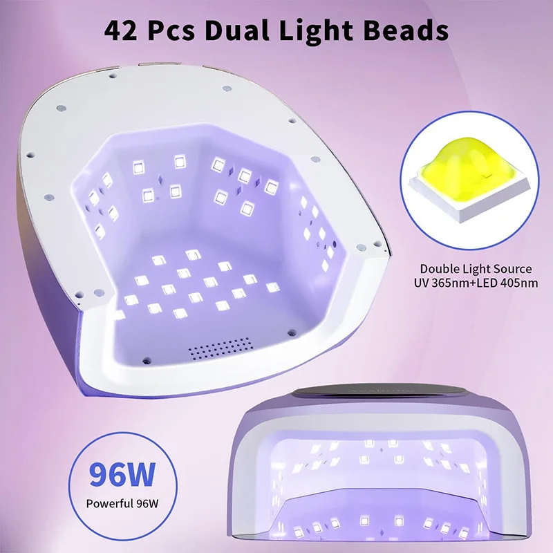96 واط قابلة للشحن مسمار الأشعة فوق البنفسجية مصباح مع بطارية 19200 مللي أمبير اللاسلكية هلام البولندية مجفف مع مقبض اللاسلكي مسمار الأشعة فوق البنفسجية LED مصباح