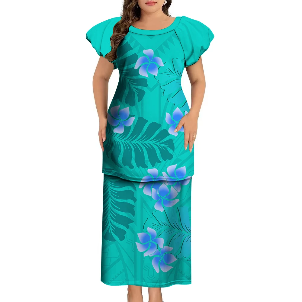 Vestido de arte tradicional polinésia personalizado estampado, terno de dupla camada para senhoras, moda Samoa Club, novo, 2022