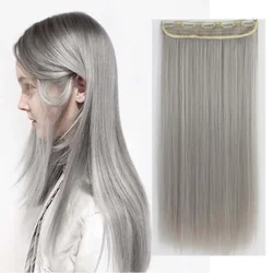 One Piece Clip in Hair Extension  Thick Synthetic Fiber Long Straight Hairpieces