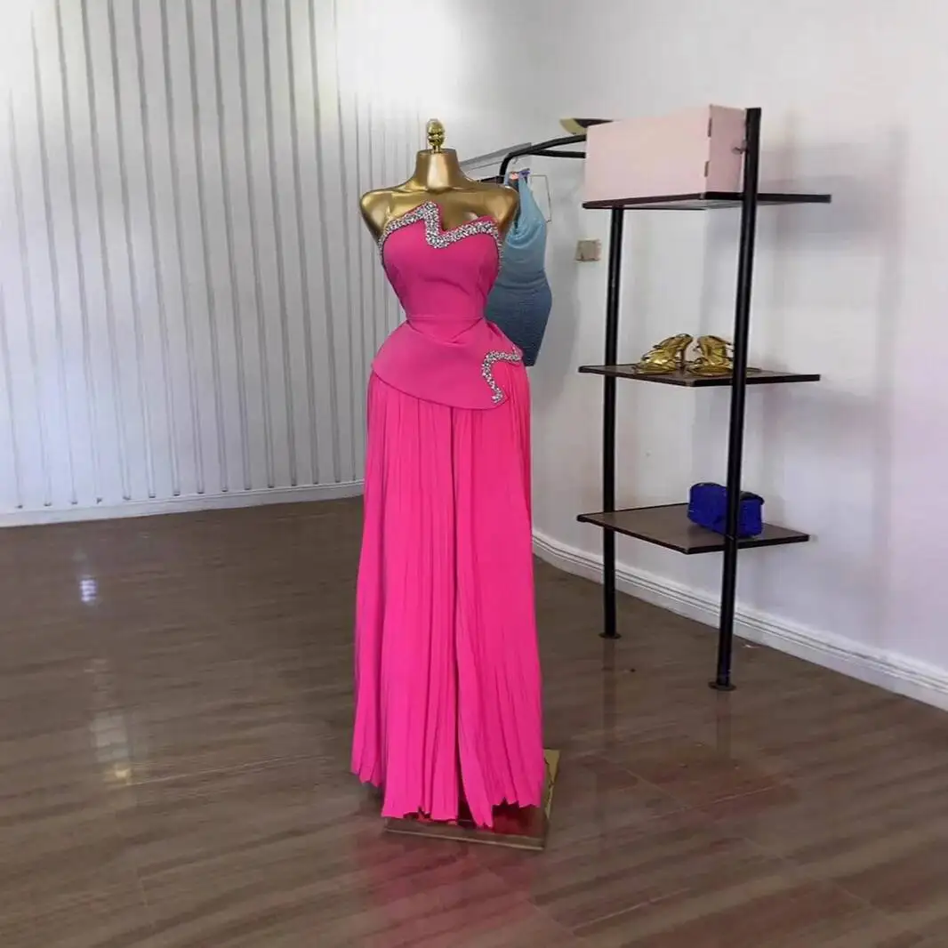 

Women's Summer Strapless 2026 Irregular Top Pleated Wide-Leg Pants 2-Piece Set Sexy Summer Fashion Young Lady