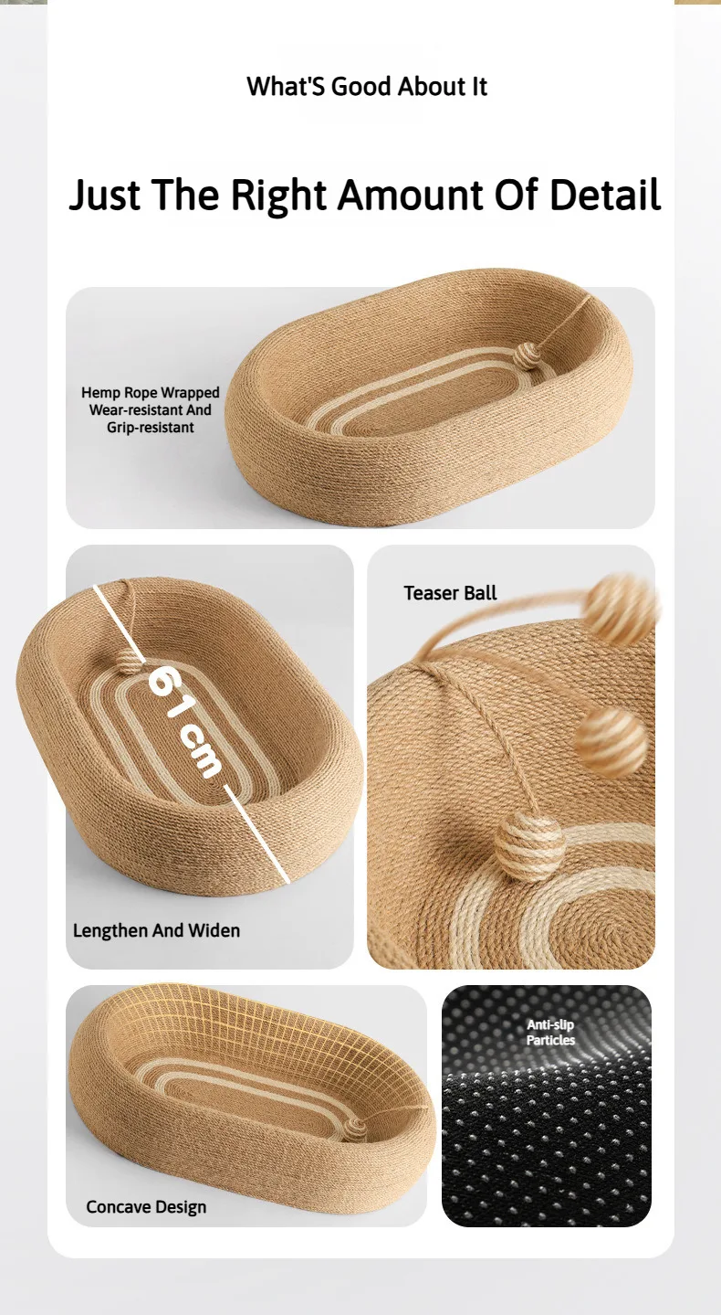 Großes Rundes Katzenkratzhaus, Extra Großer Katzenkratzbaum, Sisalseil, Rundes Katzenversteck-Bett für Erwachsene Kätzchen – Detail 2