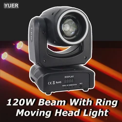 NEW Mini 120W LED with Ring Moving Head Light Beam Spot 18 Prisms Dj Dmx Stage Light Effect Light Disco Dj Bar Wedding Club