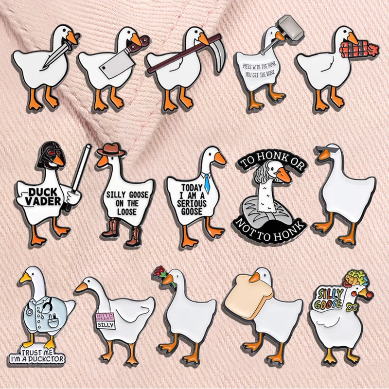 Niedliche Emaille-Anstecknadeln mit Ententor-Gans, Cartoon-zertifiziert, alberne Gans-Tier-Broschen, Revers, Rucksack-Abzeichen, Schmuck, Geschenke für Kinder und Freunde