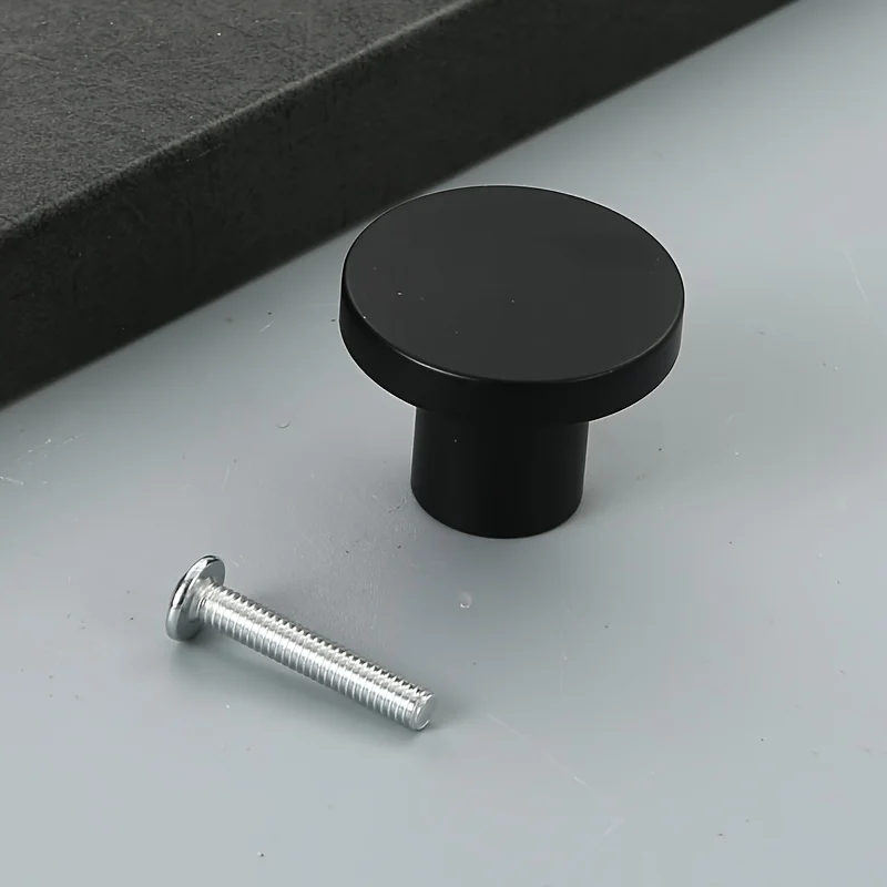 

6Pcs Modern Matte Black Cabinet Knobs Aluminum T-Shape Rod Single Hole Drawer Pulls for Kitchen Stylish Home Renovation Hardware