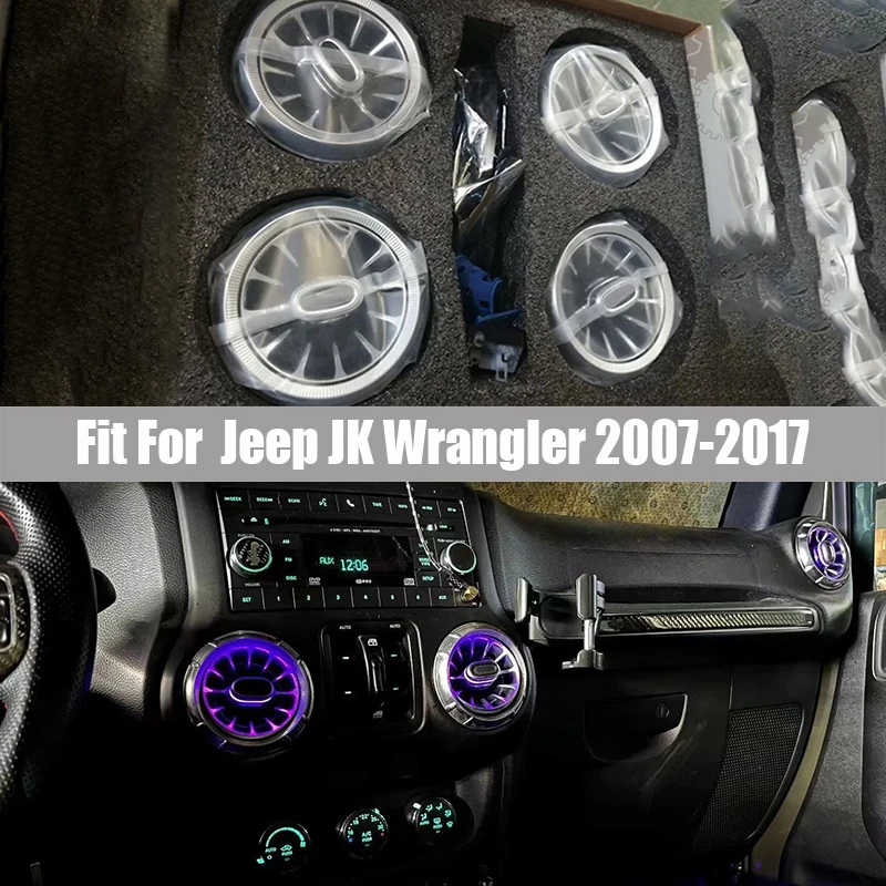 LED Vortex Vent Suitable for Jeep JK Wrangler 2007 2008 2009 2010 2011 2012 2013 - 2017 Light Front Air Vent Inlet Ambient Lamp