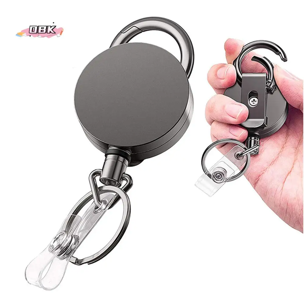 Wire Rope Camping Pull Heavy Duty Retractable Keychain Tool Keychain Badge Reel Clip Key Ring Clips Badge Holder Clip