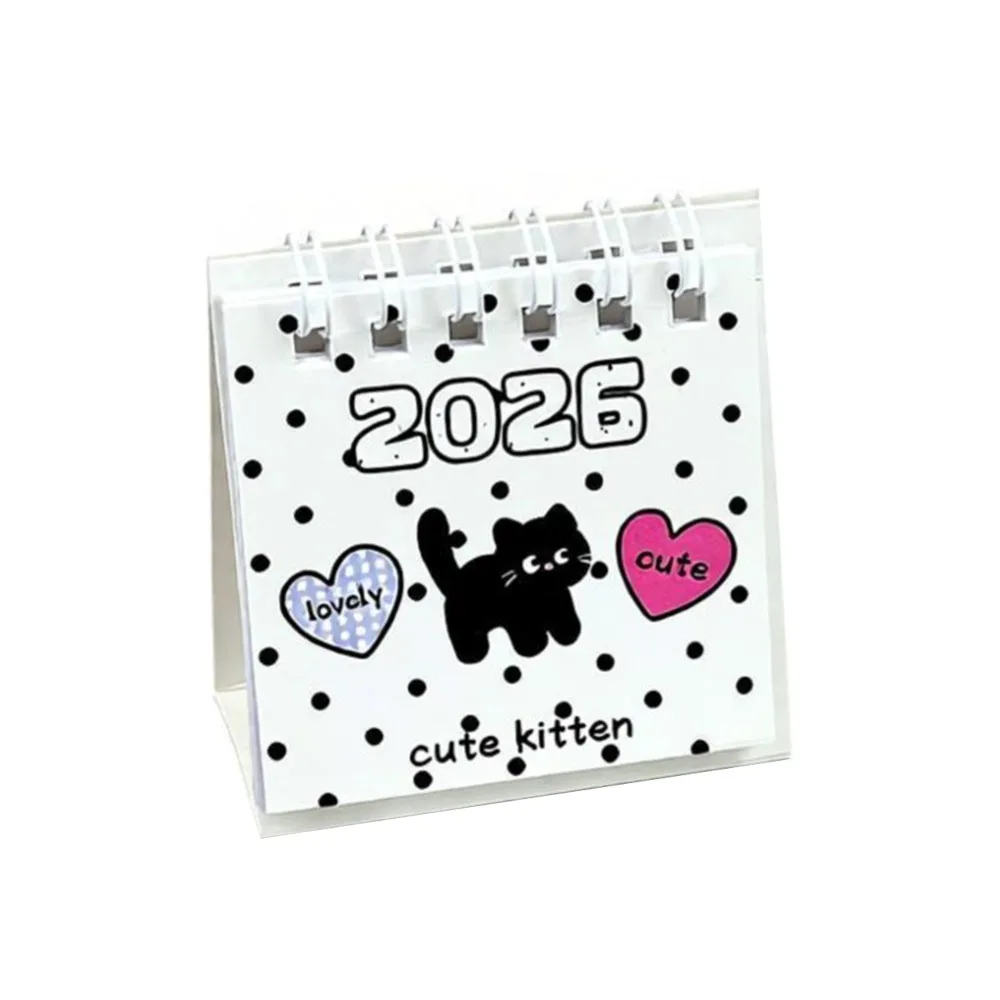 

Creative Mini 2026 Desk Calendar Bow Cartoon Desktop Calendar Portable Coil Binding Daily Planner Desktop Decoration