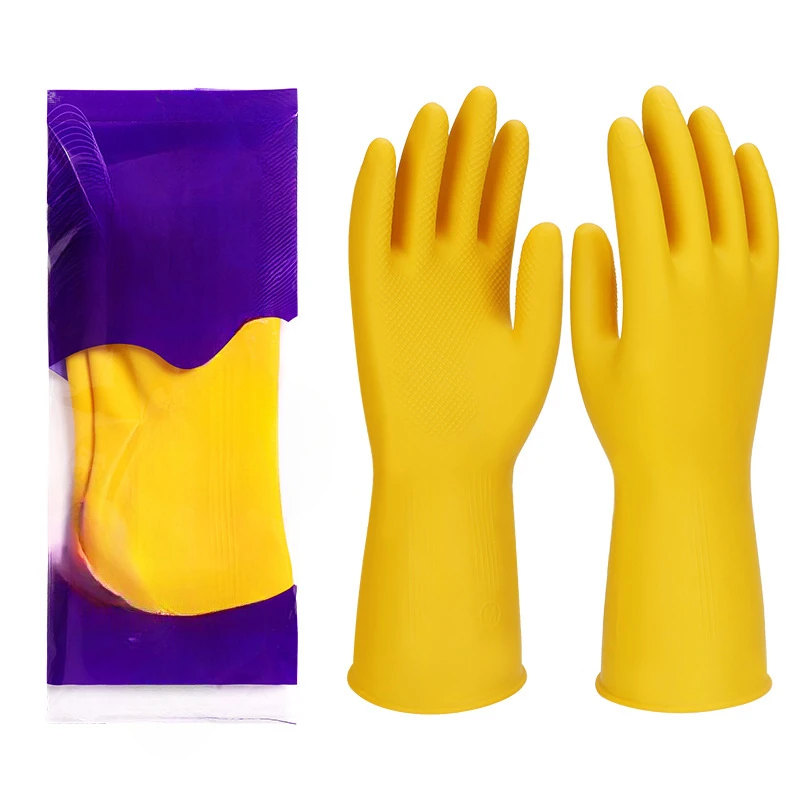 1pair Latex Dishwashing Gloves Women's Waterproof Household Kitchen Washing Bowl Washing Clothes Vegetable Cleaning Household