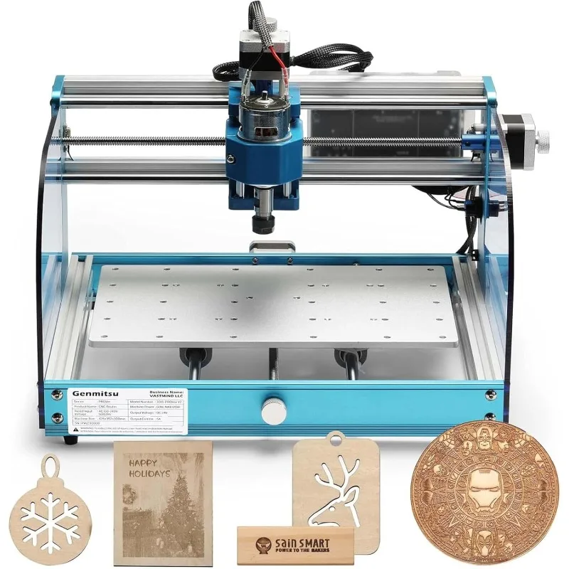 

Milling Machine, Desktop CNC for Beginner with Limit Switches & Emergency-Stop, Upgraded Z Axis Aluminum Spoilboard