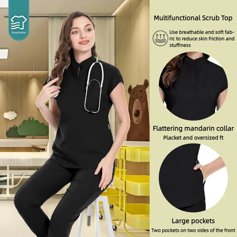 Униформа медсестры, топ с v-образным вырезом, брюки для бега, комплекты скрабов, хирургическая спецодежда, костюм для стоматолога, костюм для медсестер, наряд для врача, рабочая одежда