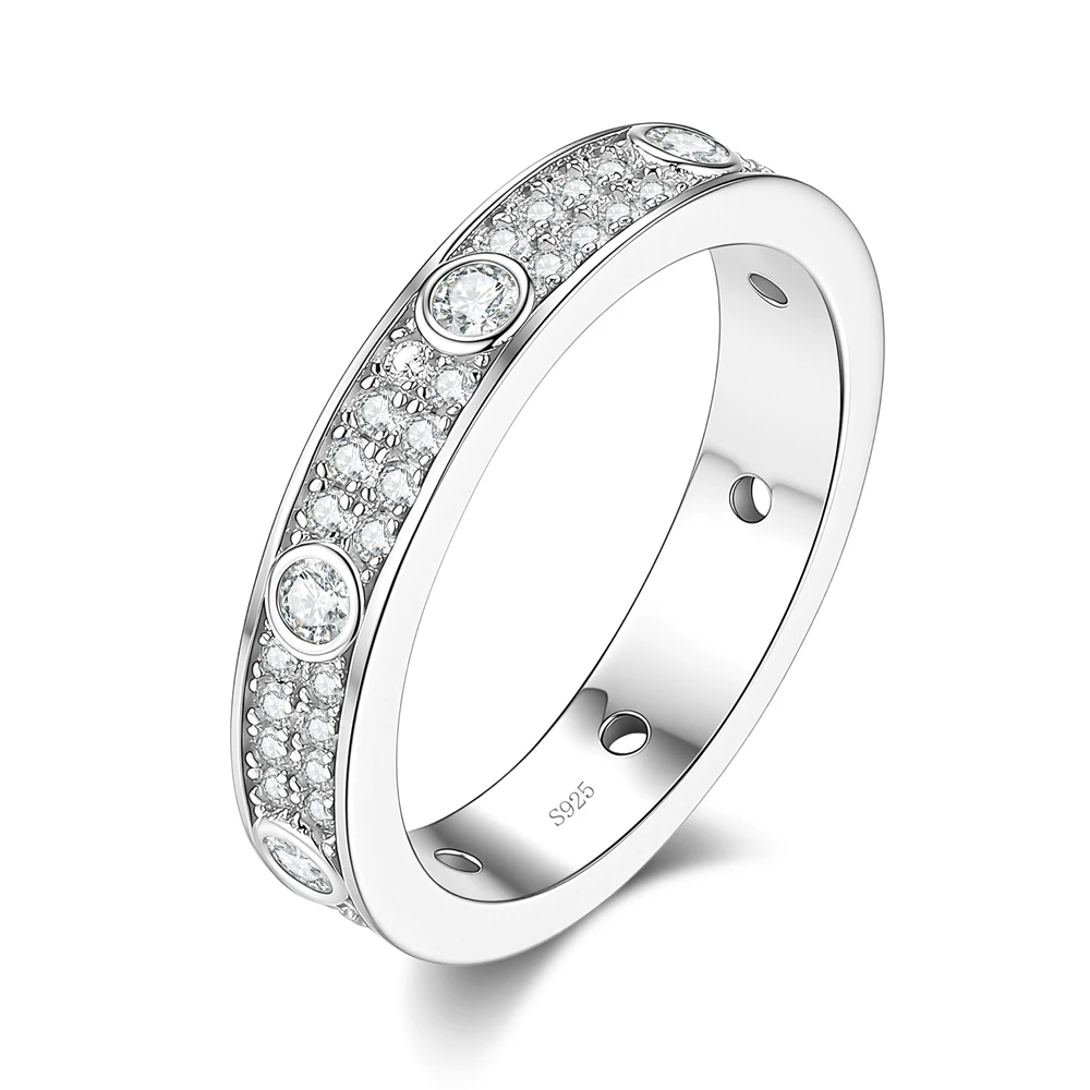 D Color Full Diamond all Moissanite Ring S925 Sterling Silver 18K Gold-Plated Wedding Rings For Men Woman Anniversary Gift