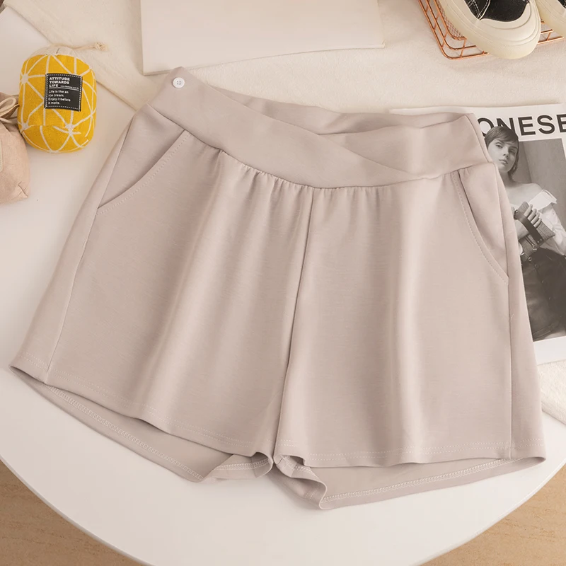 2024 M-3XL Maternity Summer Thin Belly Shorts Low Waist Wide Legs Loose Casual Pregnant Woman Short Pants Pregnancy Sweatpants