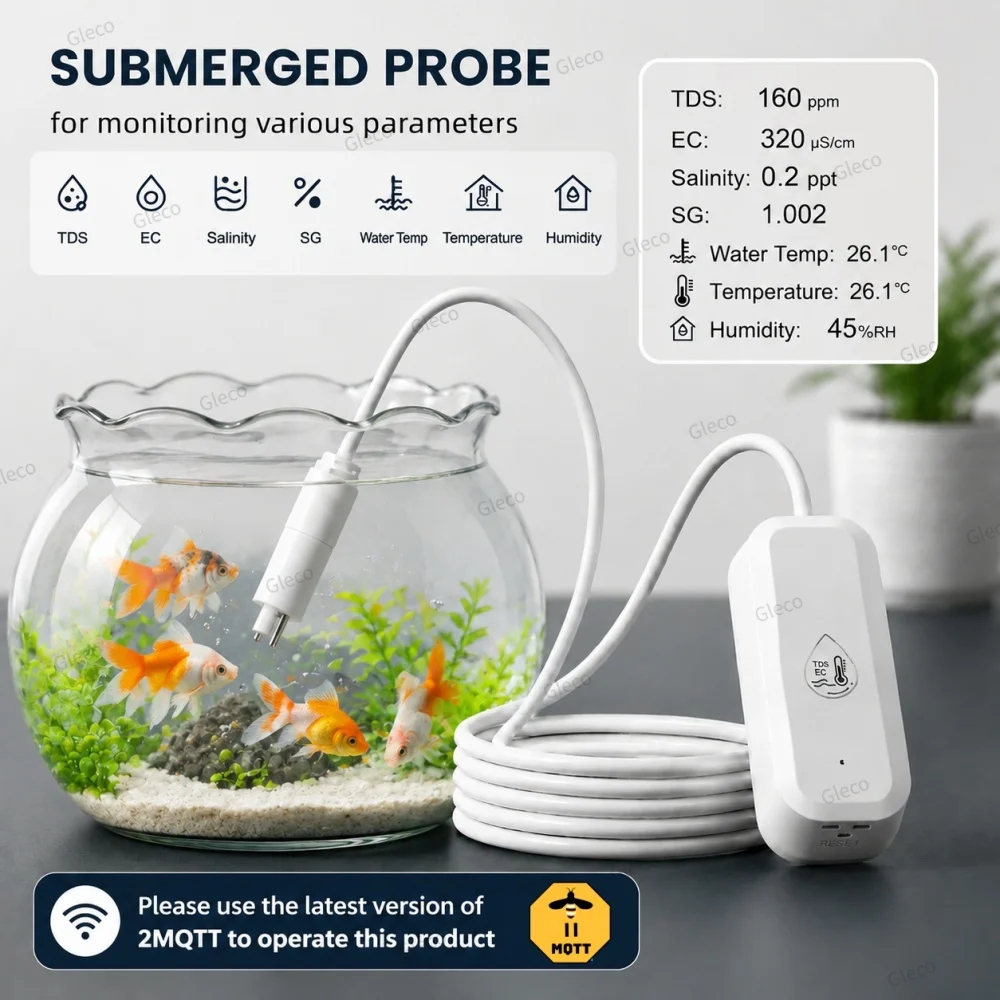 Zigbee 7-in-1 Wasserqualitätssensor TDS/EC/SG/Temp Salinitätsmessgerät Wasserqualitätsmonitor MQTT für Aquarien und Trinkwassertests – Detail 6