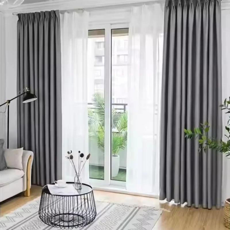 Customizable Blackout Curtain Washable polyester Multi-Color Selection Thermal Insulated Linen Sheer Curtain For Living Room