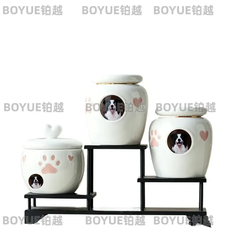 Luxury Ceramic Pet Urn for Dog Cat Ashes Memorial Keepsake Box Cremation Remembrance Vessel Animal Souvenir Jar