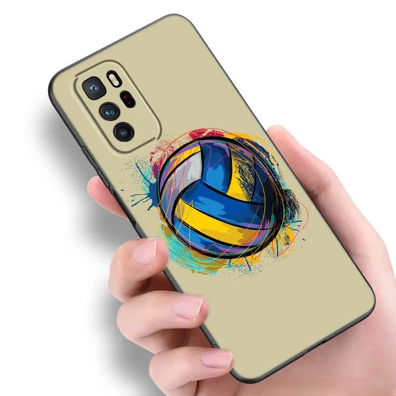 Volleyball Sport Game Black Silicone Phone Case For Xiaomi Redmi Note 10 11 11S 12 13 4G 8 9 11T Pro 5G Plus 8T 9S 10S 12S