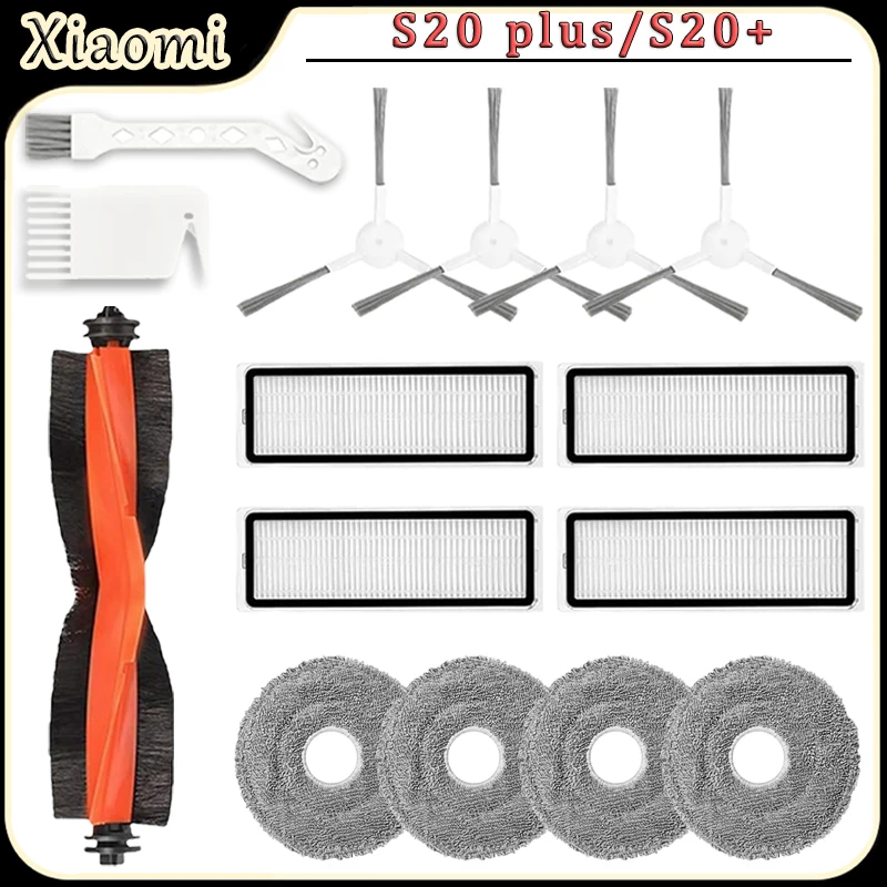 Kit de accesorios para aspiradora robot Xiaomi S20 plus/S20+, cepillo principal, filtro HEPA, paño de limpieza, cepillo lateral, piezas de repuesto