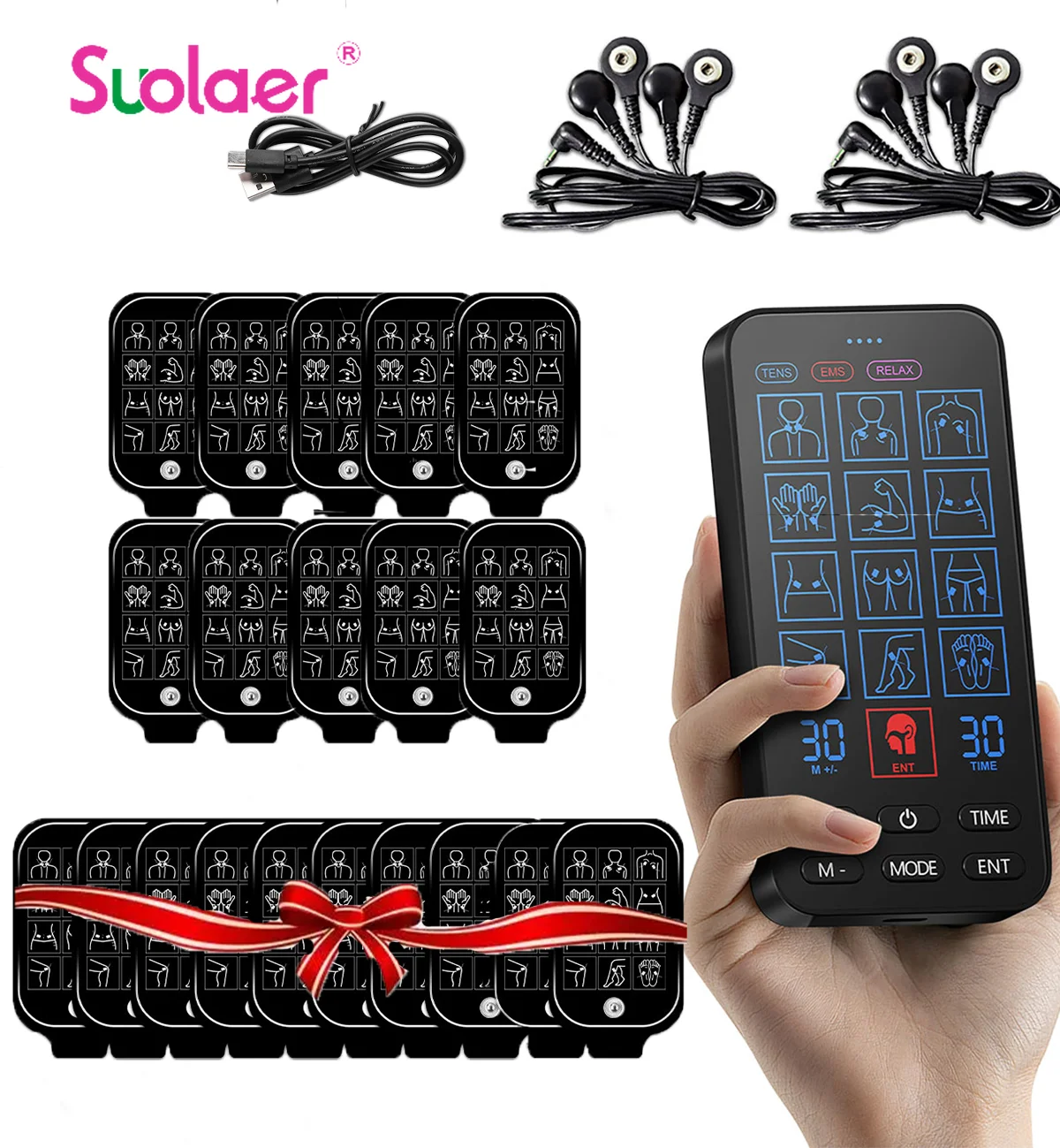 Tens Eletric Professional Muscle stimulator 12Modes EMS Dual Output Channel Physiotherapy Tens Machines equipment Body Massager