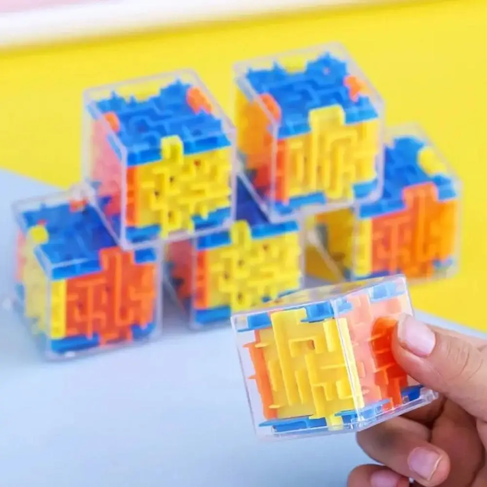Mini laberinto 3D, cubo mágico, rompecabezas transparente de seis caras, cubo de velocidad, cubos de bola rodante, laberinto, juguetes para niños, juguetes para aliviar el estrés