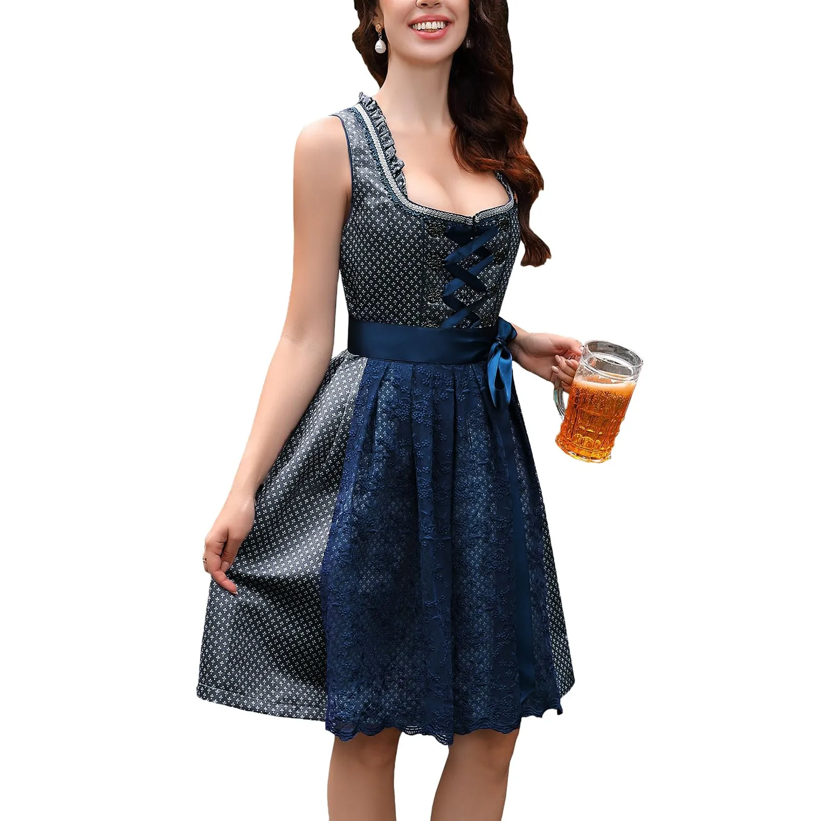 Women Adult Bavaria Oktoberfest Dress Waitress Maid Dress Man Dirndl Lederhosen Beer Carnival Party Outfit Fancy Dress 2024