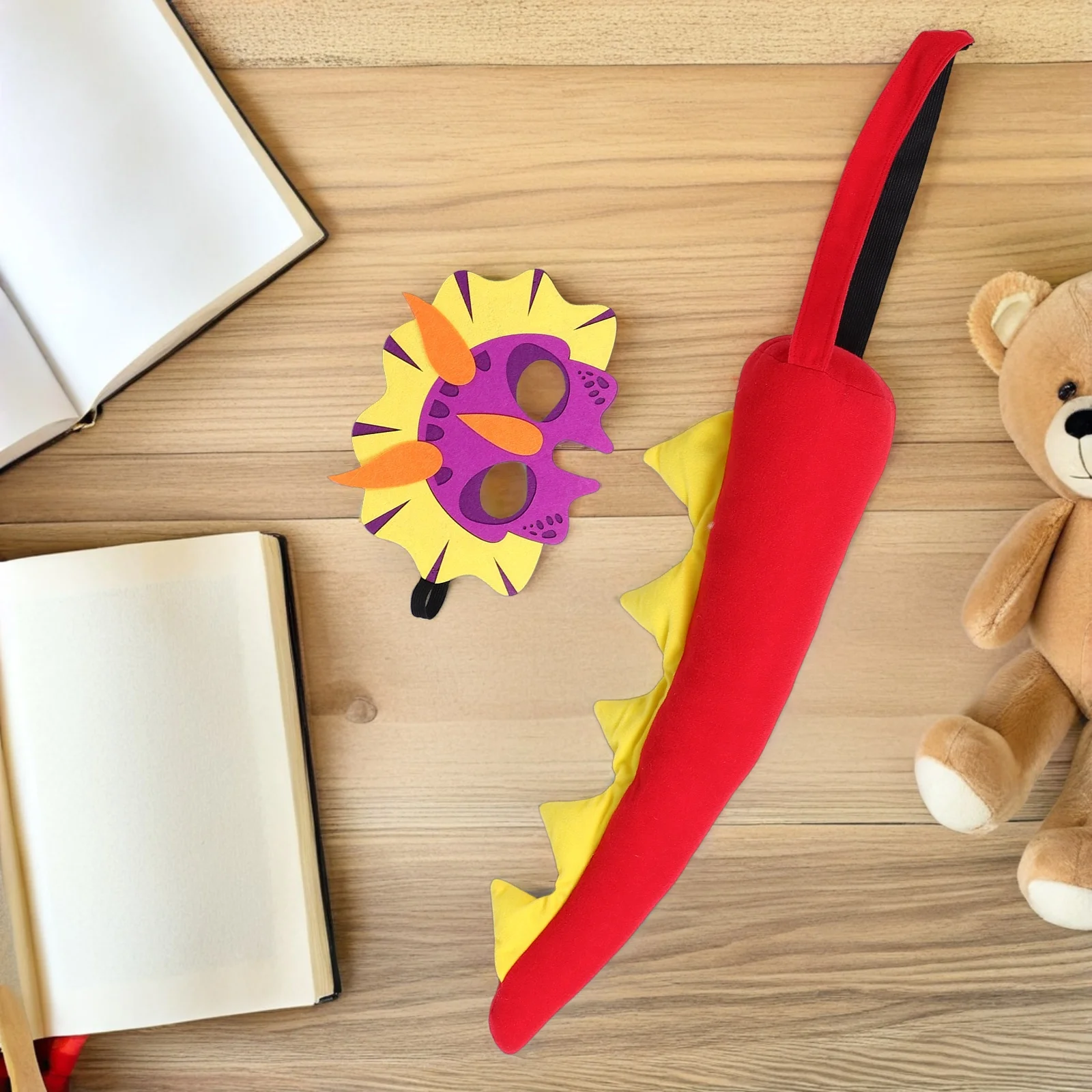 

1Set Dinosaur Tail Mask Realistic Cosplay Costume Birthday Party School Role Play Dinosaur Tail and Mask Set