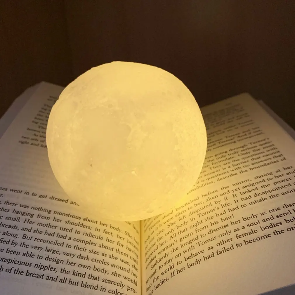 

8.5cm 3D Moon Lamp LED Night Light Battery Powered With Stand Starry Lamp Bedroom Decor Night Lights Kids Gift Moon Lamp