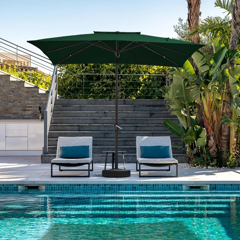 

JEAREY 8'x10' 2-Tiers Rectangular Patio Umbrellas Outdoor Large Market Umbrella With Crank Lift System and No Tilt