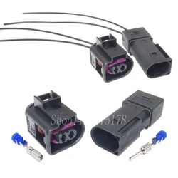 1 Set 2 Pin 4D0971992 Car High Pressure Oil Pump Wire Plug Auto Nozzle Waterproof Cable Socket for VW Audi 4D0 971 992