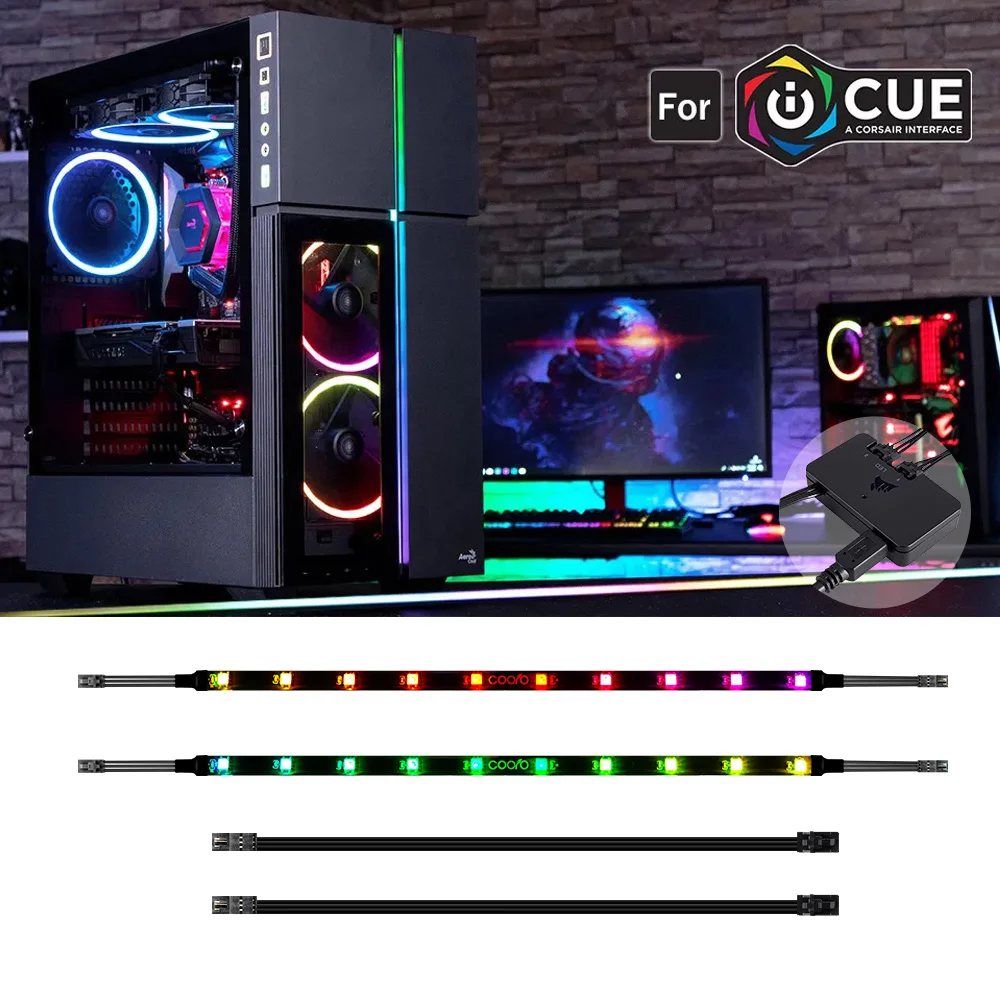 

Индивидуально адресуемые светодиодные RGB-ленты для iCUE Corsair, комплект светодиодного освещения, Декор, чехол для ПК светодиодный ная лента 5 в WS2812b, радужная цветная полоса