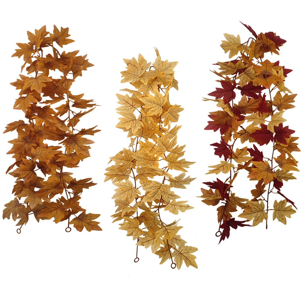 175cm Artificial Silk Maple Leaves Vine Garland Artificial Maple Hanging Colorful Autumn Leaves Rattan Home Garden Decoration