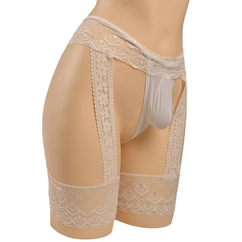 Spitze Sexy Dessous Herren Strumpfbänder Bugle Pouch Tanga Sissy Erotische T-Höschen Perspektive Männer Atmungsaktive Homosexuell Kleidungopisсы Муж soi