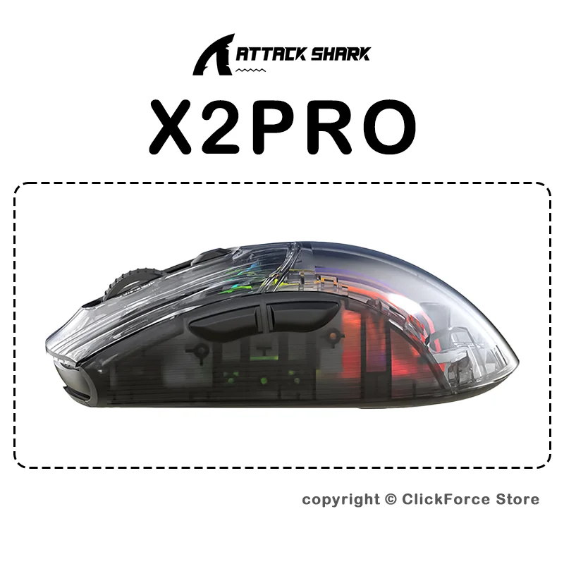 X2Pro Wireless Gaming Mouse RGB Tri-Mode Bluetooth 2.4G Wired Transparent Shell Magnetic Charging Dock