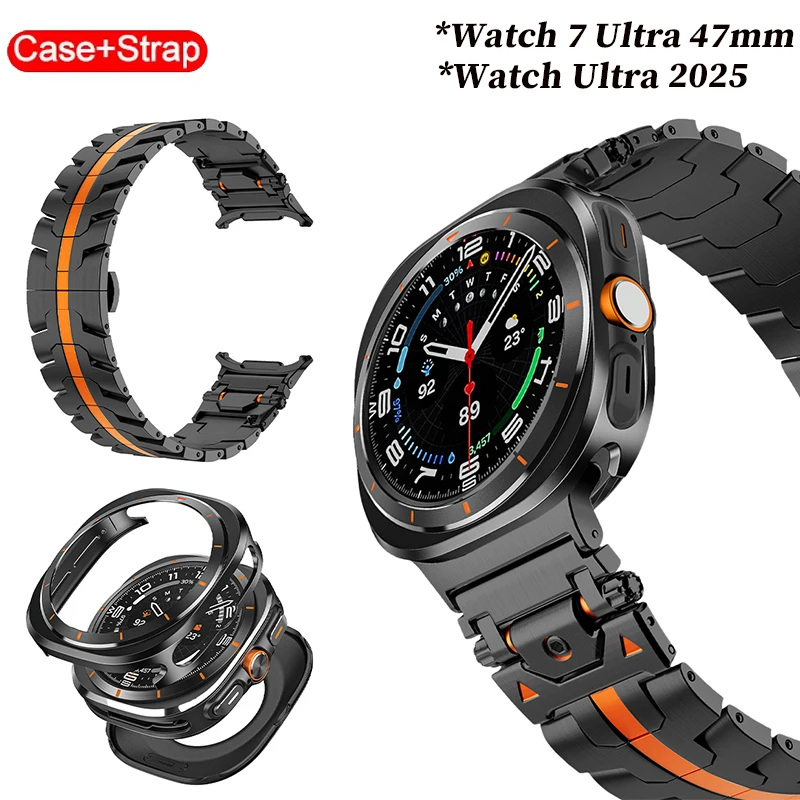 

Ремешок и корпус из нержавеющей стали для Samsung Galaxy Watch 7 Ultra 47 мм, роскошный металлический браслет для Watch Ultra 2025, сменный ремешок на запястье