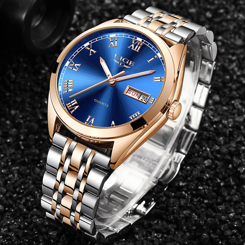 LIGE Fashion Rose Gold Women Watches Business Quartz Watch Ladies Top Brand Luxury Female Wristwatch Girl Clock Relogio Feminino