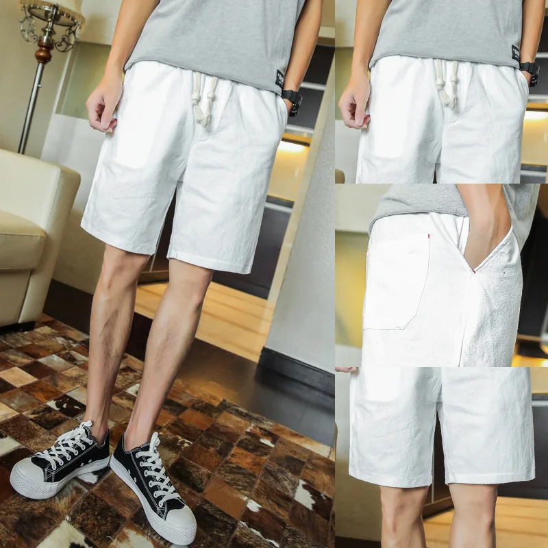 Foreign Trade Capris Men's Oversized Summer Thin Casual Beach Solid Color Straight Pants