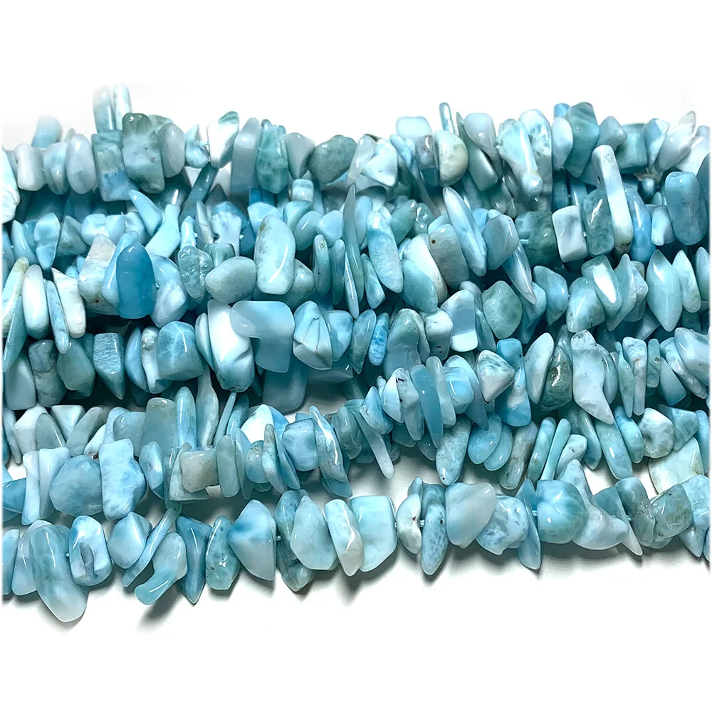 Veemake Natural Larimar Long Big Chip Nugget Free Form Beads 3-5mm 10-18mm 08083