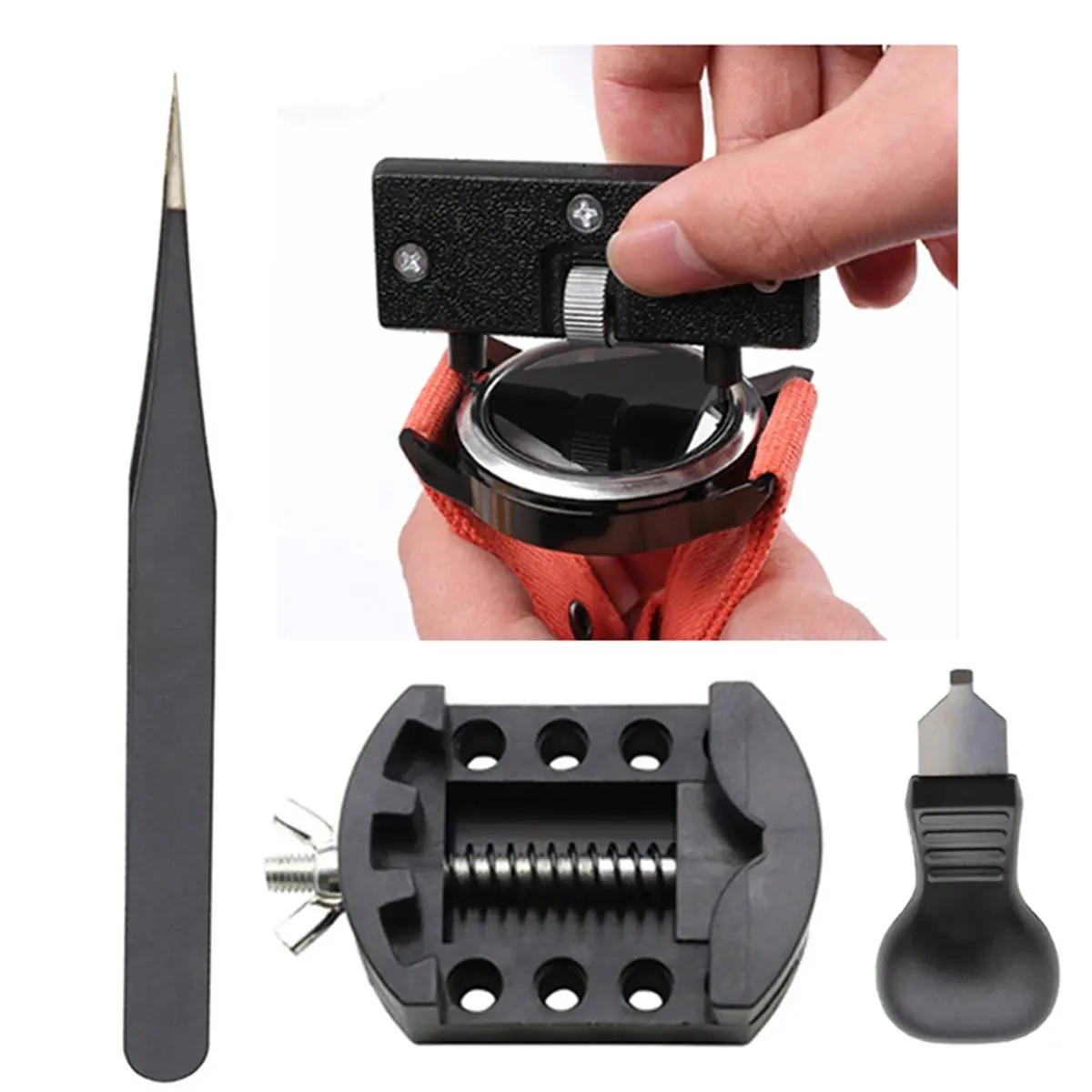 LUCK Repair Tool Set Watch Back Remover Tool Adjustable Opener Back Case Remover Watch Case Back Opener Repair Remover Holder