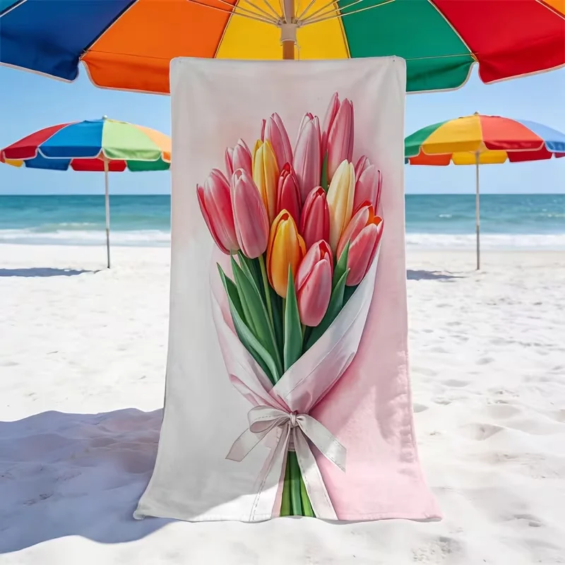 Minimalist Calla Lily Beach Towel Modern Floral Art Print Quick Dry Sandproof Absorbent Towel for Beach Travel Summer Vacation
