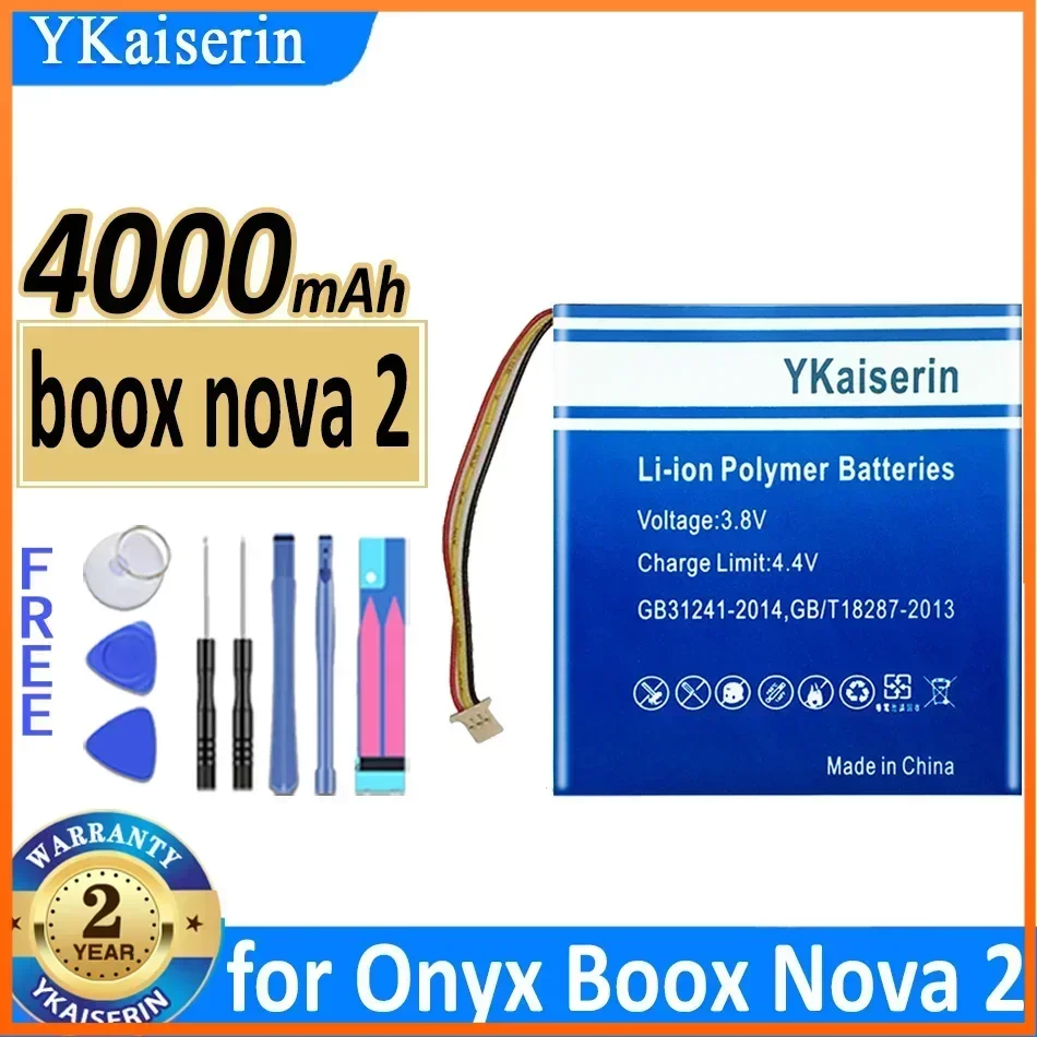 YKaiserin 4000mAh Replacement Battery for Onyx Boox Nova 2 Nova2 Electronic Reader Batterie Bateria Warranty 2 Years  Free Tools