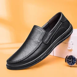 Genuine Leather Men Shoes Summer Luxury Brand 2021 Casual Slip on Formal Loafers Men Moccasins Italian Black Male Driving Shoes